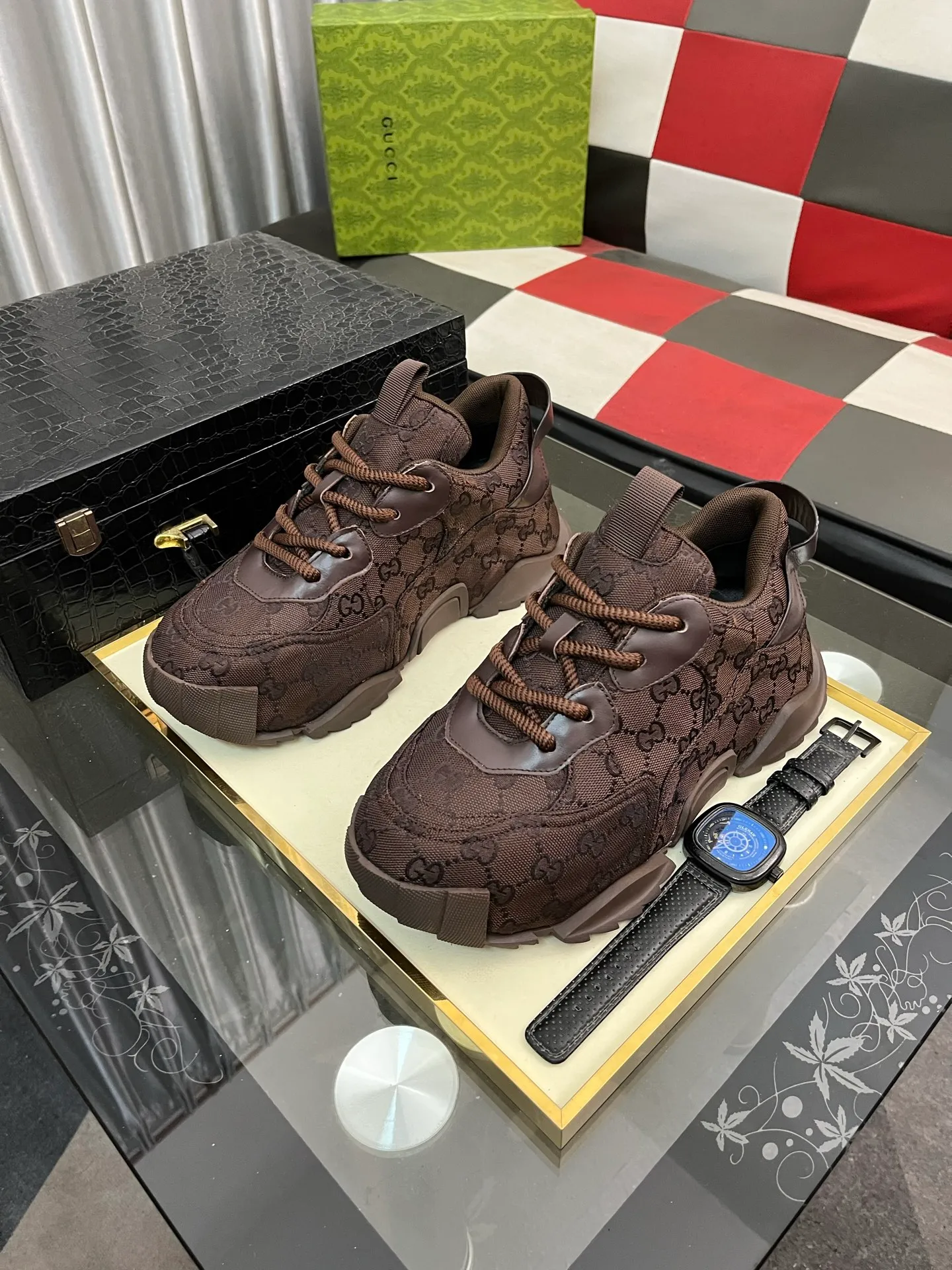 Men's shoes 💰600⌚️⌚️ (GUCCI-Gucci) luxury brand sports and casual shoes, imported original material, sheepskin lining, high-end and comfortable, original outsole is light and wear-resistant! Purely handmade, details determine quality! 38-444️⃣colors available